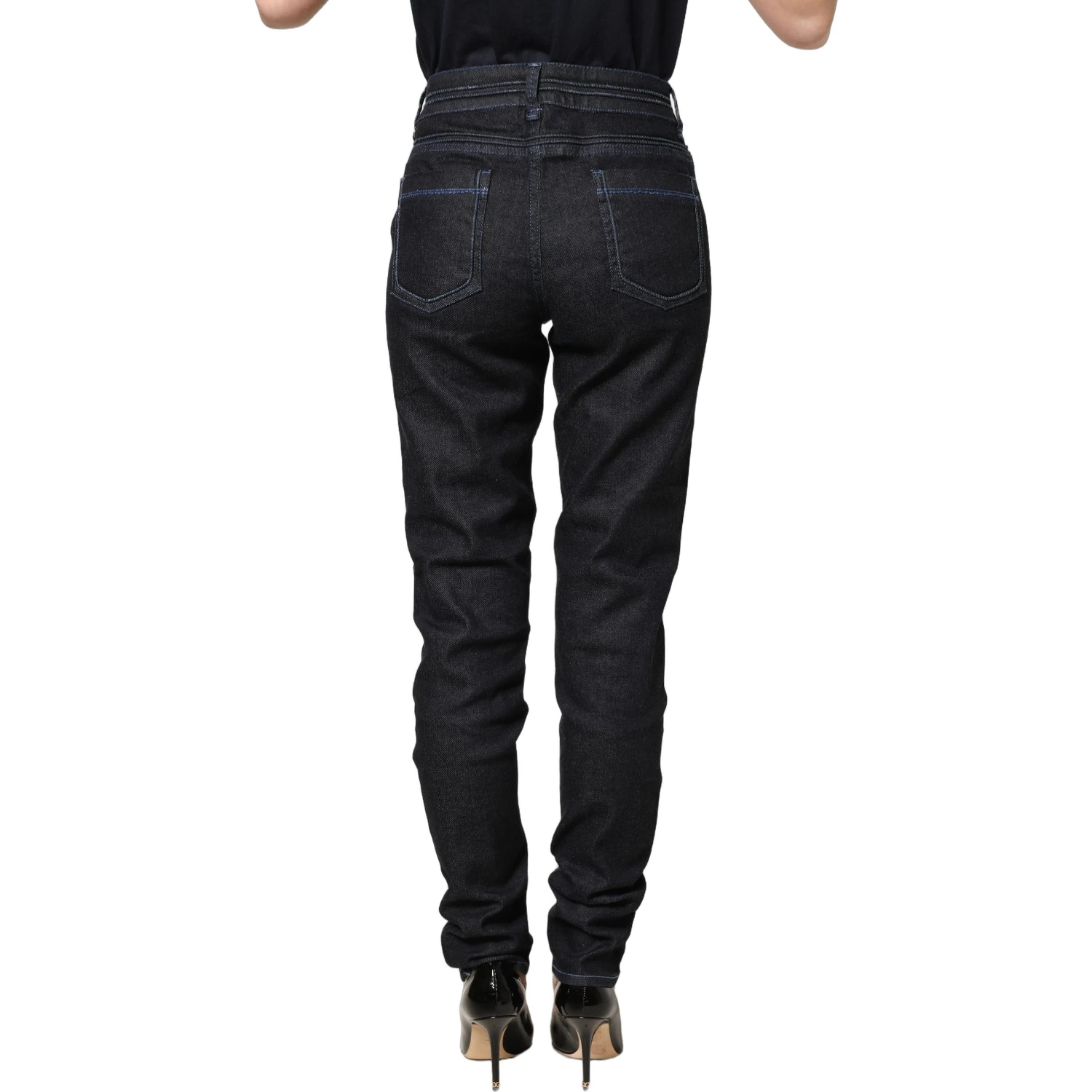 Black Cotton Stretch HighWaist Skinny Denim Trouser Jeans