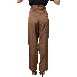 Brown High Waist Flared Trouser Pants