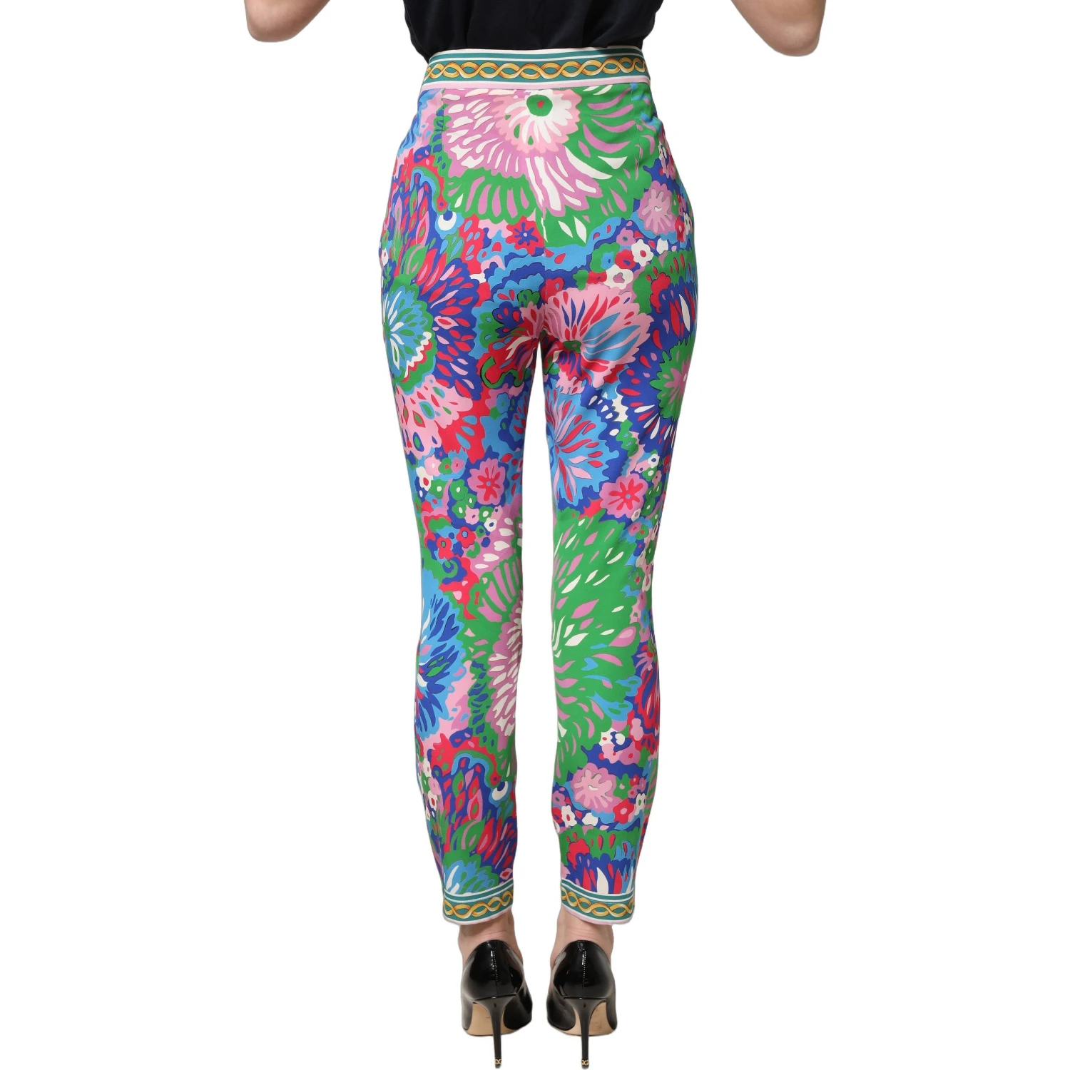 Multicolor Floral Stretch Jersey Leggings Pants