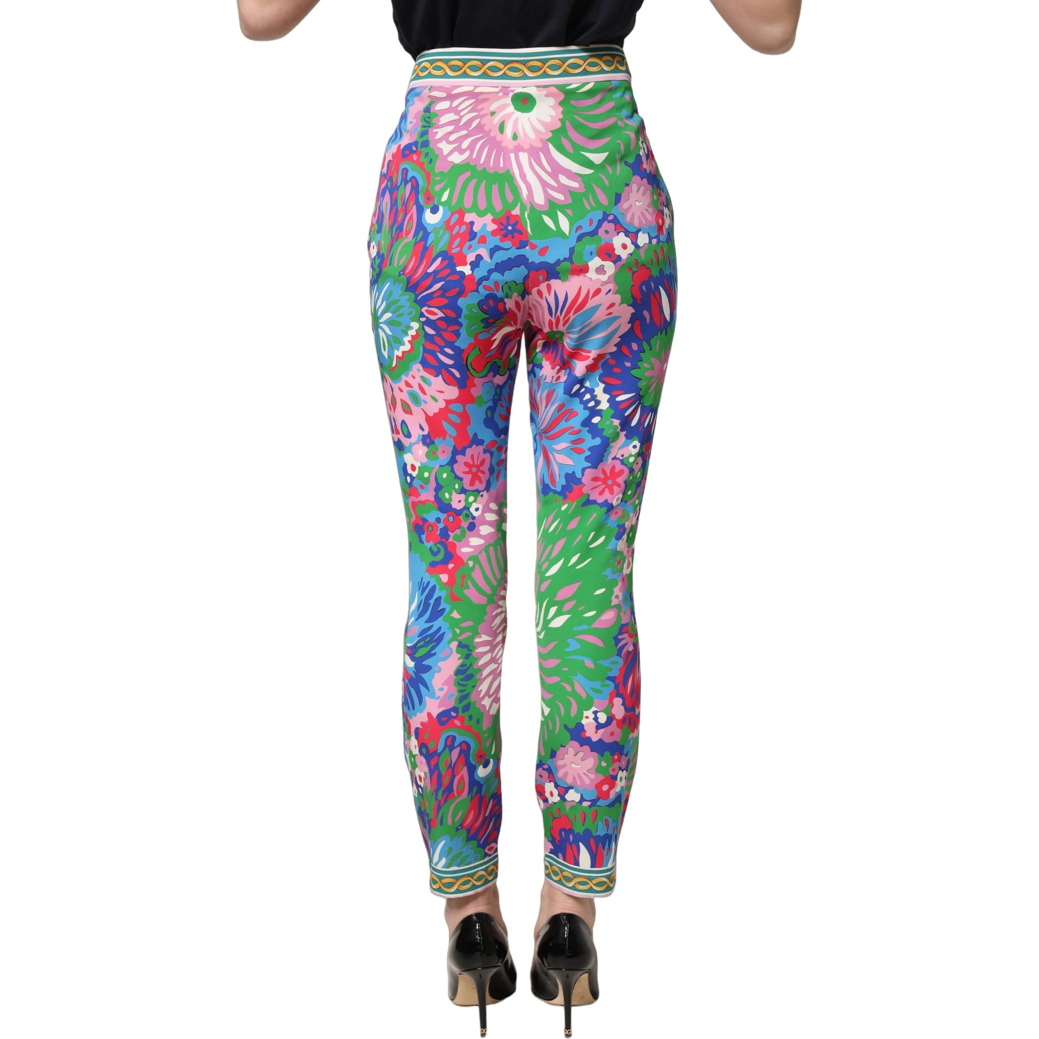 Multicolor Floral Stretch Jersey Leggings Pants