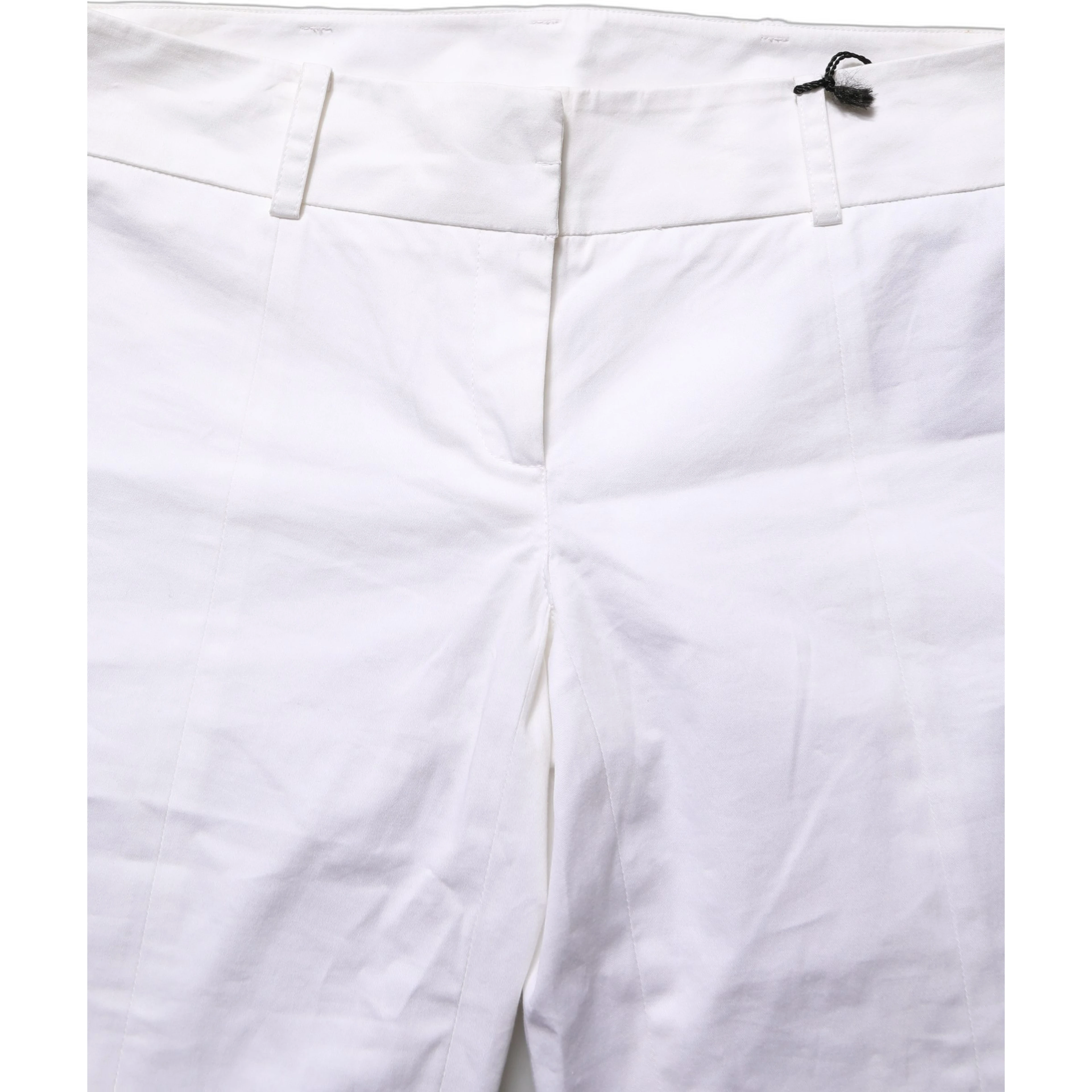 White Mid Waist Tapered Formal Trousers Pants