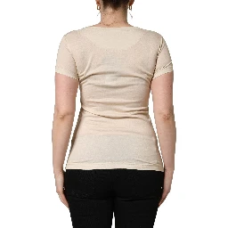 Beige Jungle Print Cotton Round Neck T-Shirt