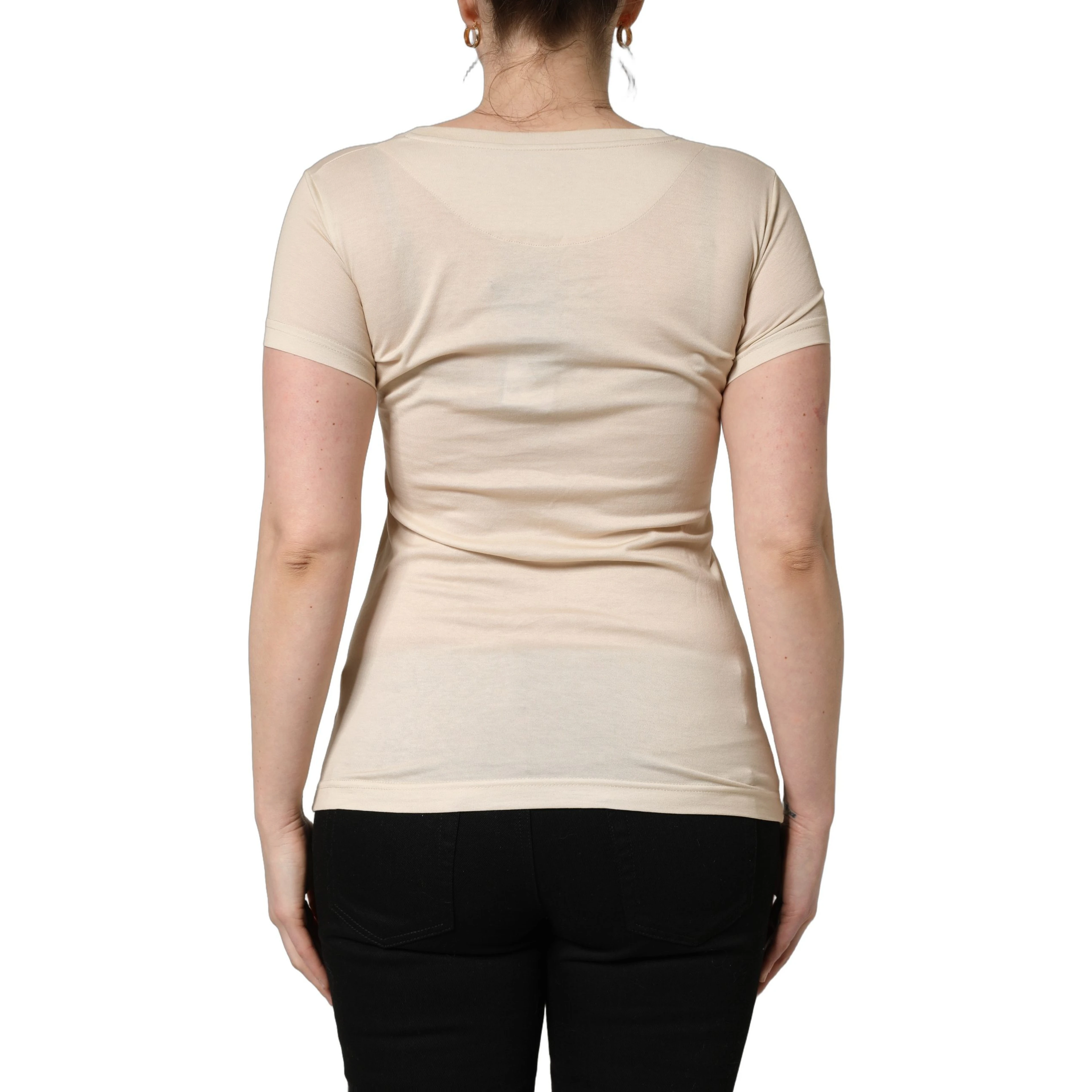 Beige Jungle Print Cotton Round Neck T-Shirt