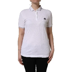 White Crown Cotton Short Sleeves Polo Top