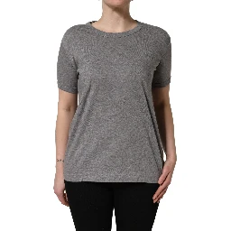 Grey Cotton Short Sleeves Crew Neck T-shirt