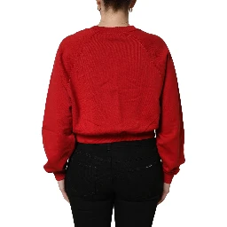 Red Cotton Cropped Basilico Sweatshirt Sweater