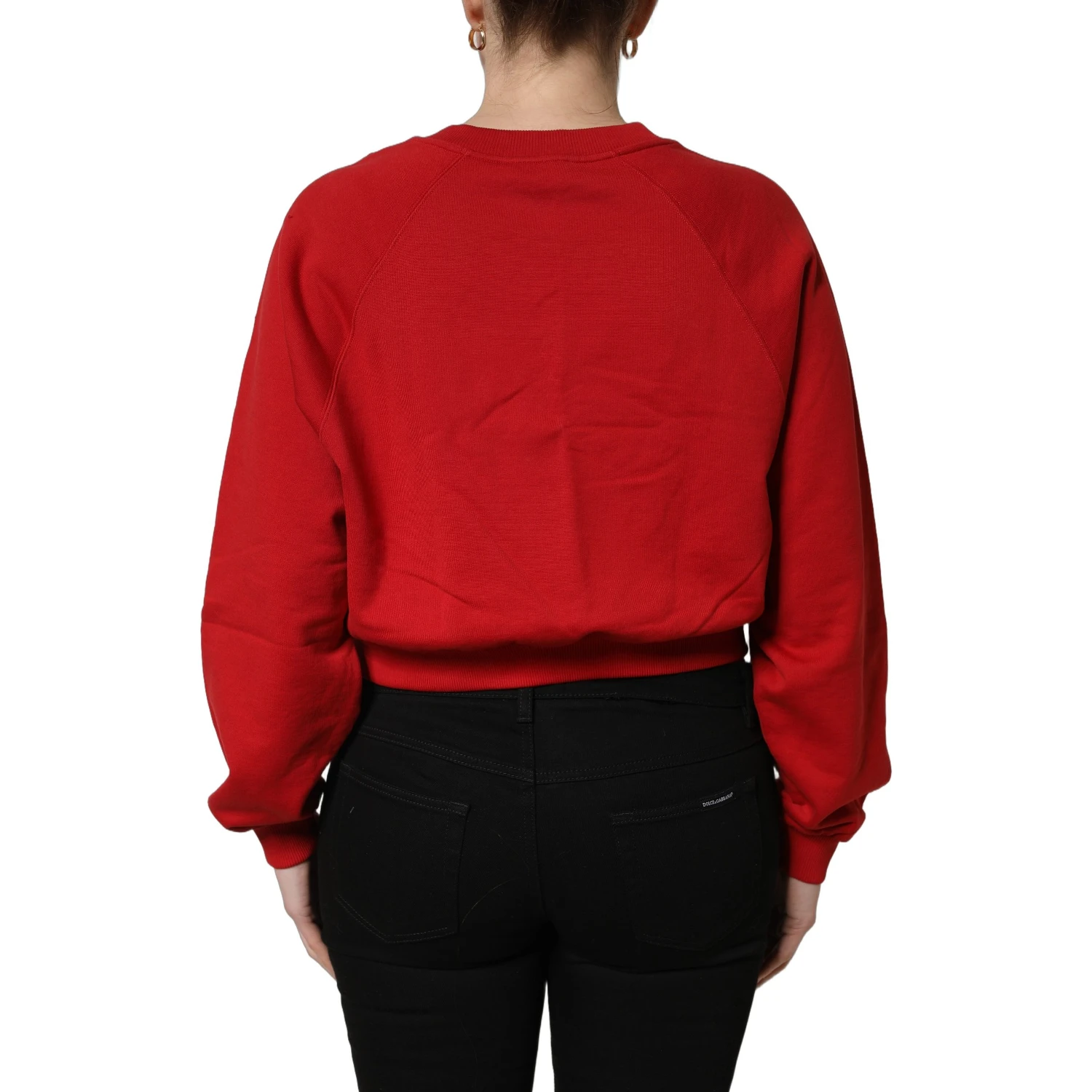 Red Cotton Cropped Basilico Sweatshirt Sweater