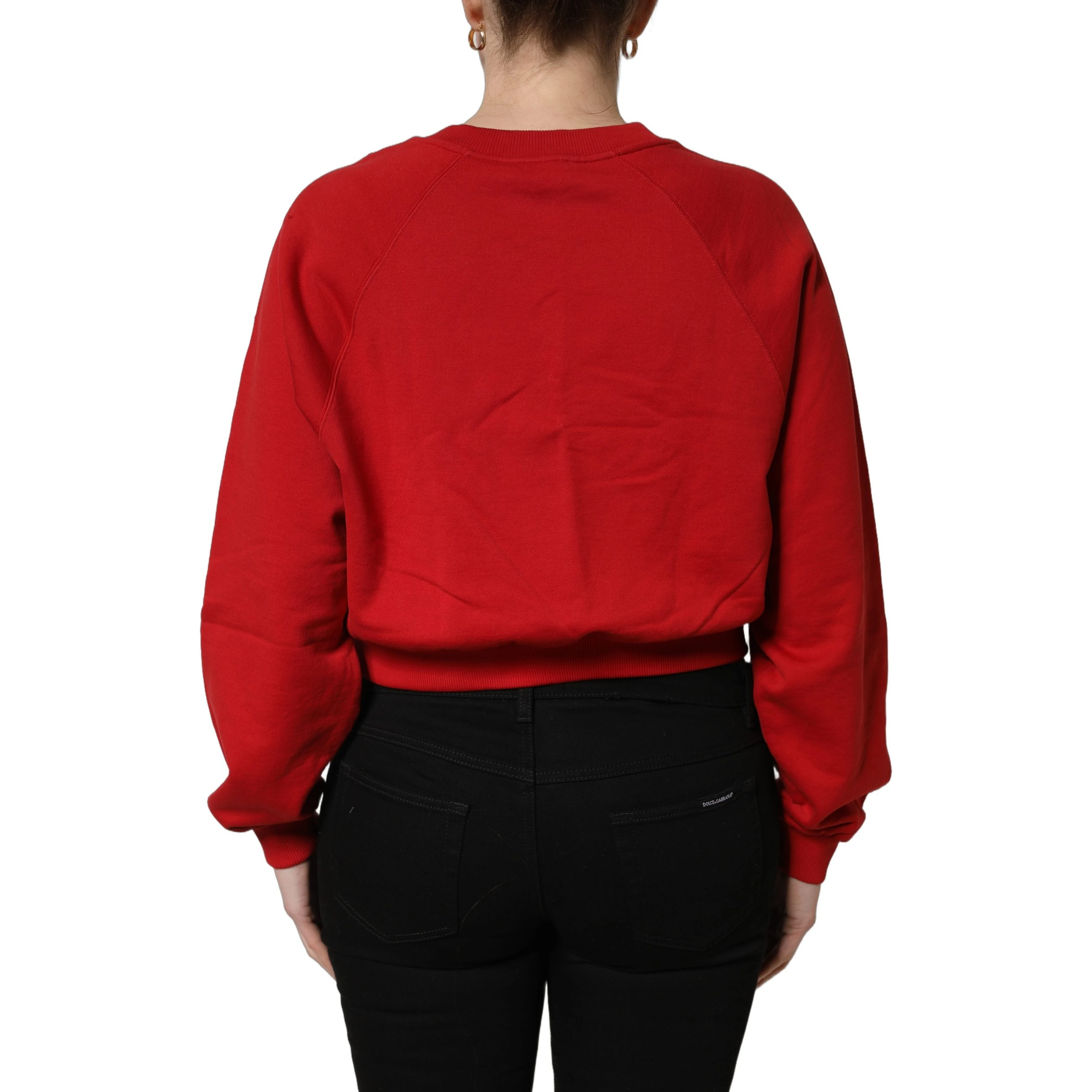 Red Cotton Cropped Basilico Sweatshirt Sweater