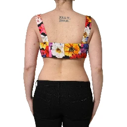 Multicolor Floral Cropped Bustier Tank Top