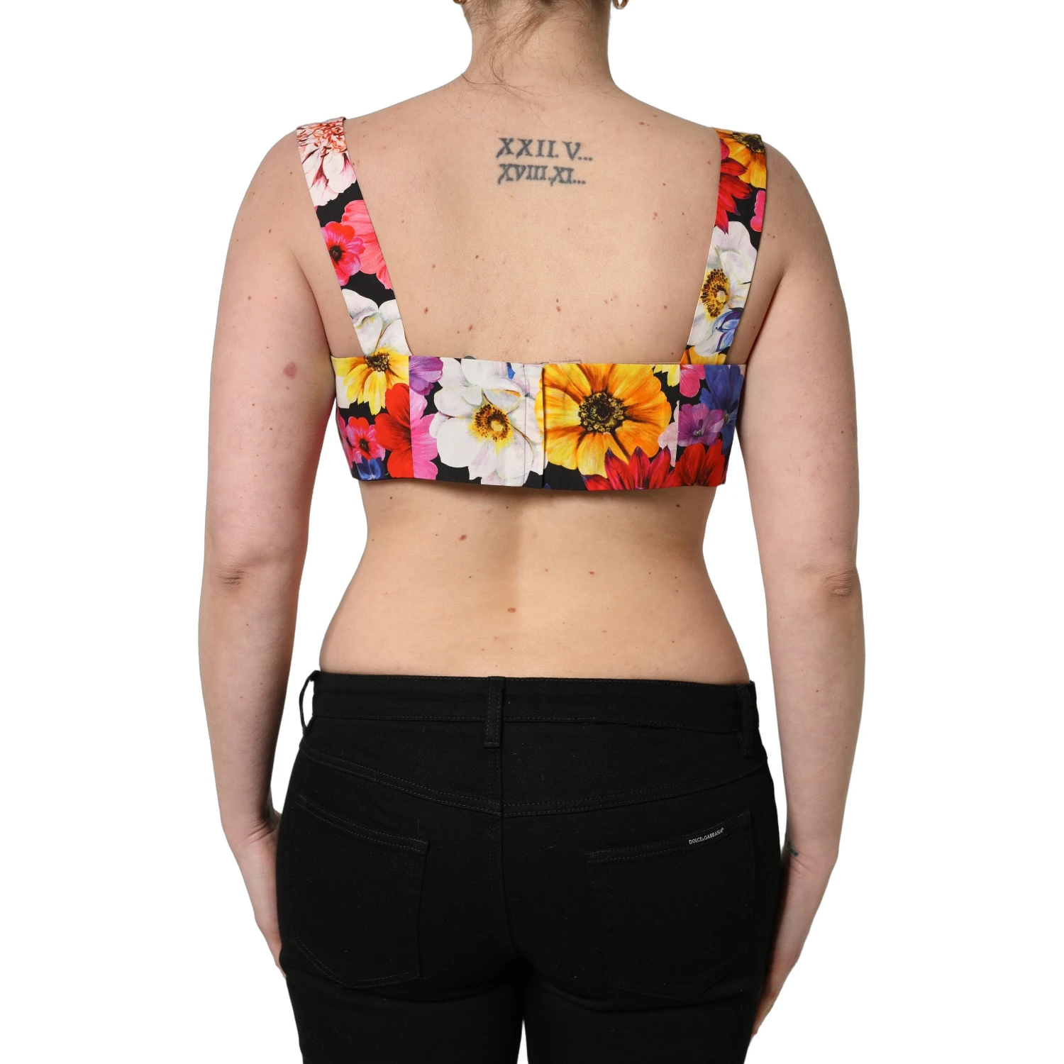 Multicolor Floral Cropped Bustier Tank Top