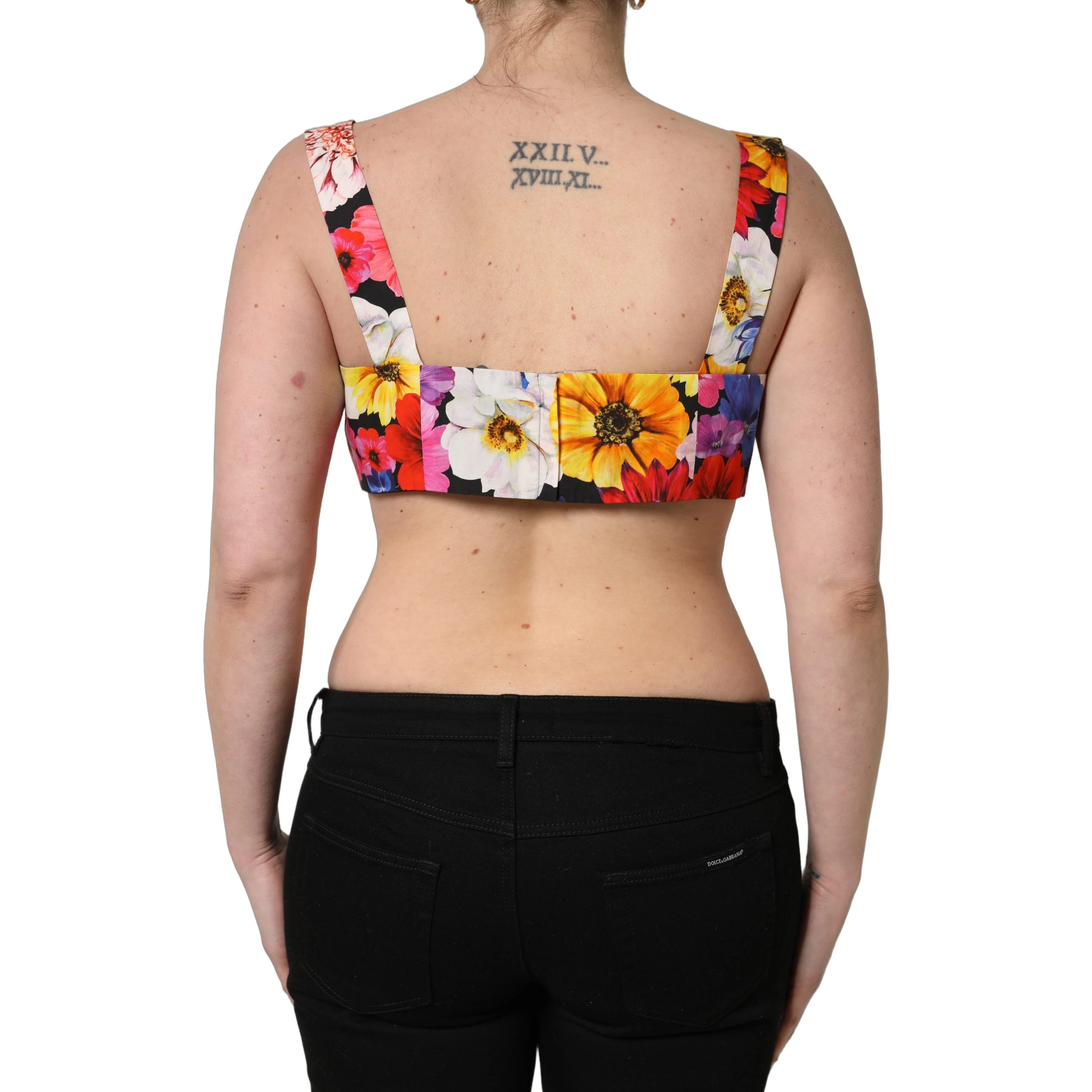 Multicolor Floral Cropped Bustier Tank Top