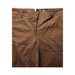 Brown High Waist Flared Trouser Pants