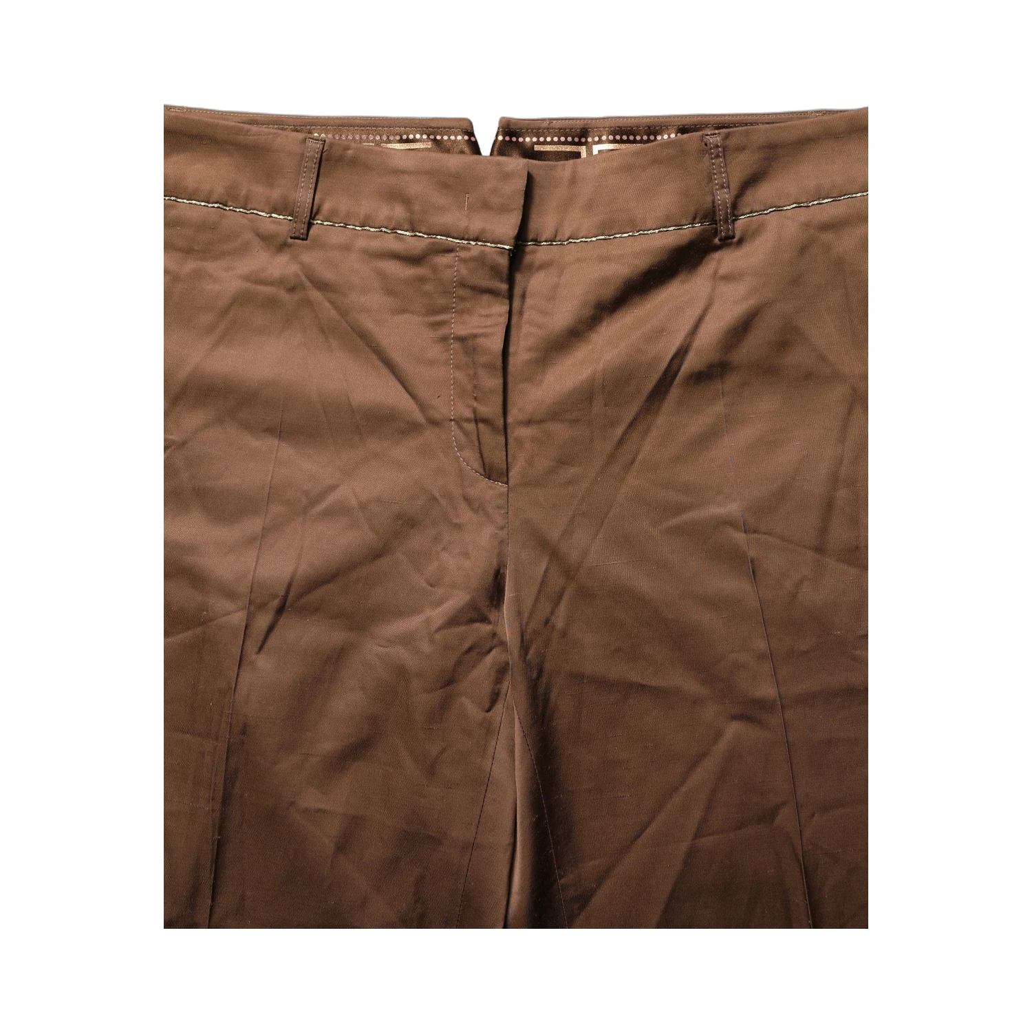 Brown High Waist Flared Trouser Pants