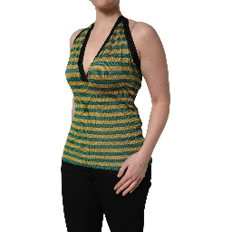 Multicolor Stripes Wool Knit Halter Tank Top