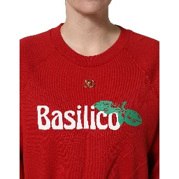 Red Cotton Cropped Basilico Sweatshirt Sweater