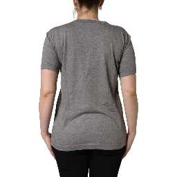 Grey Cotton Short Sleeves Crew Neck T-shirt