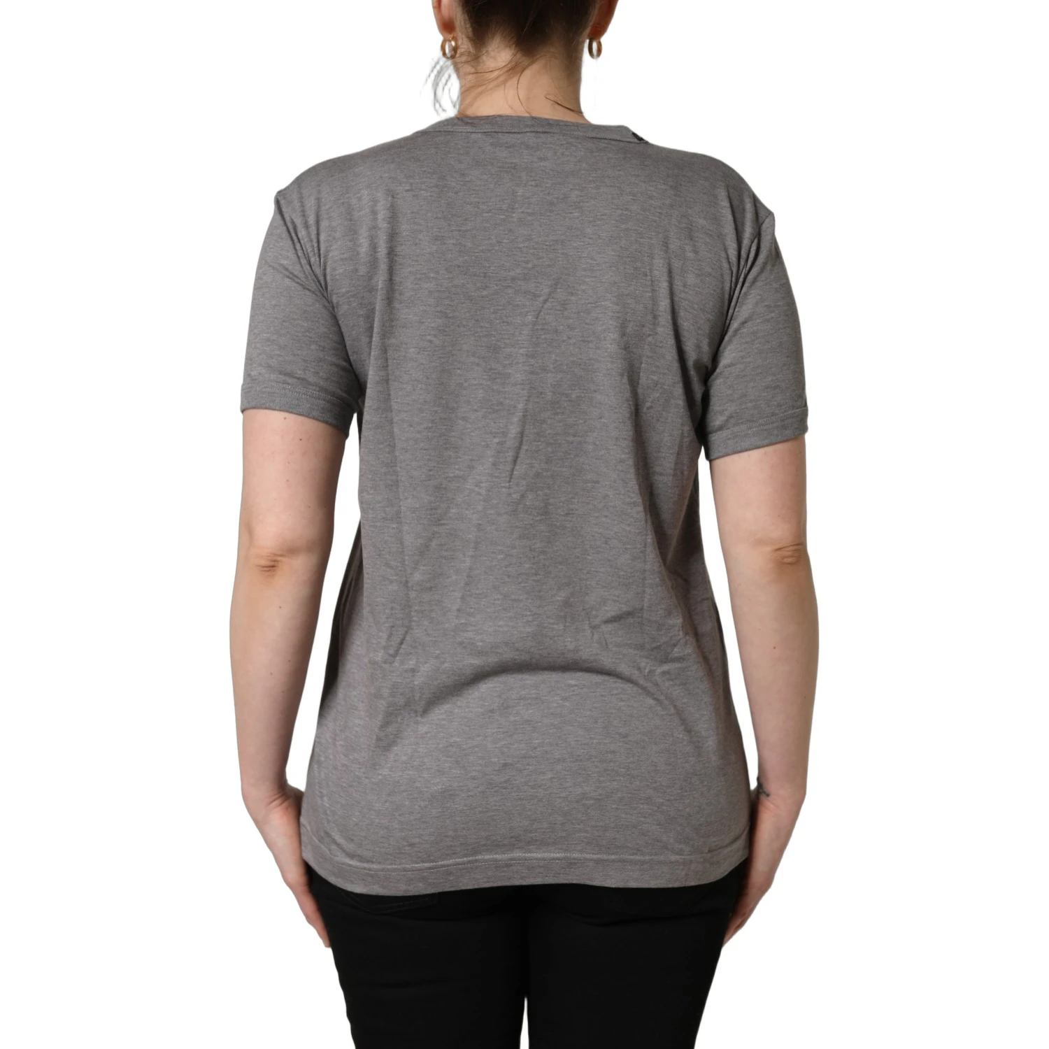 Grey Cotton Short Sleeves Crew Neck T-shirt