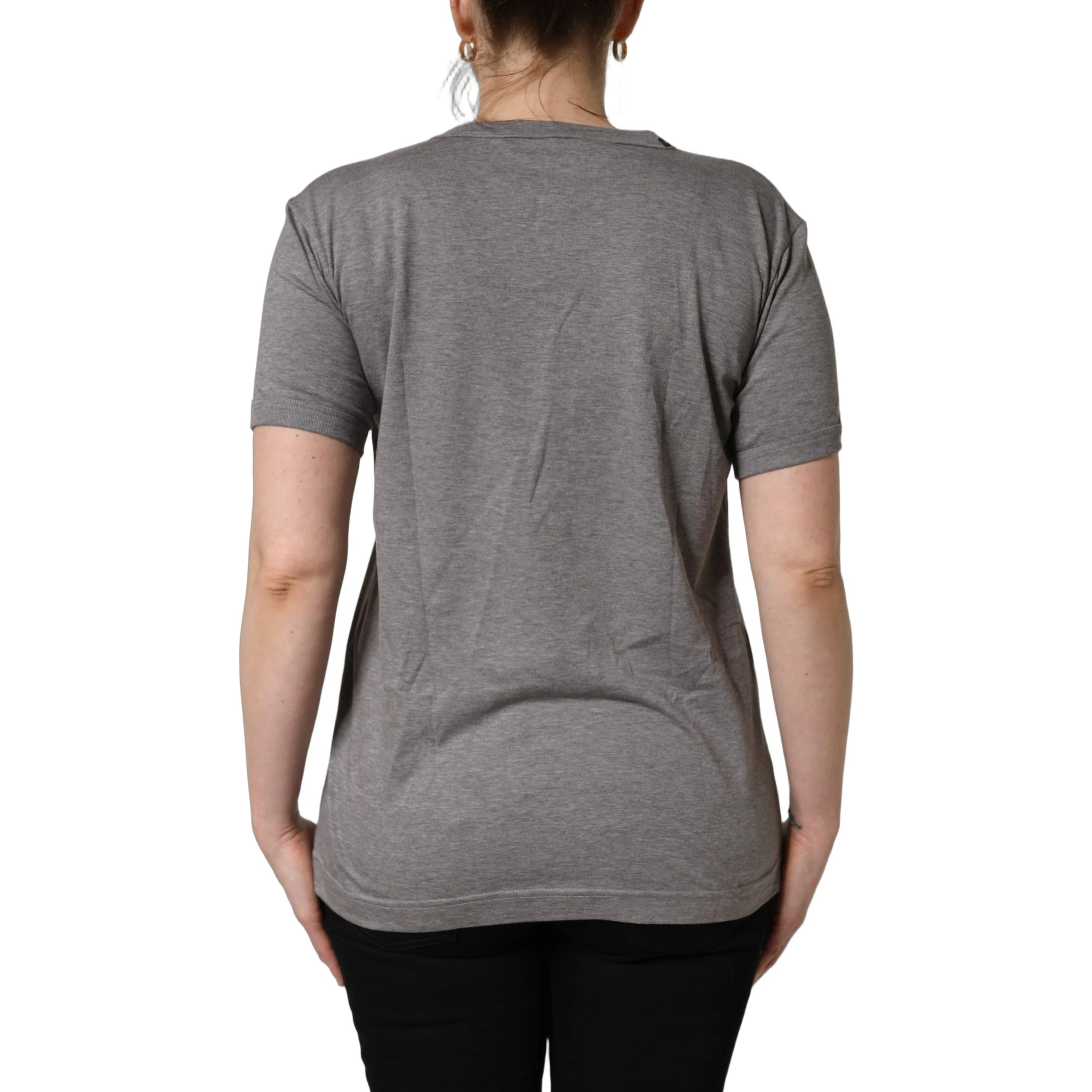 Grey Cotton Short Sleeves Crew Neck T-shirt