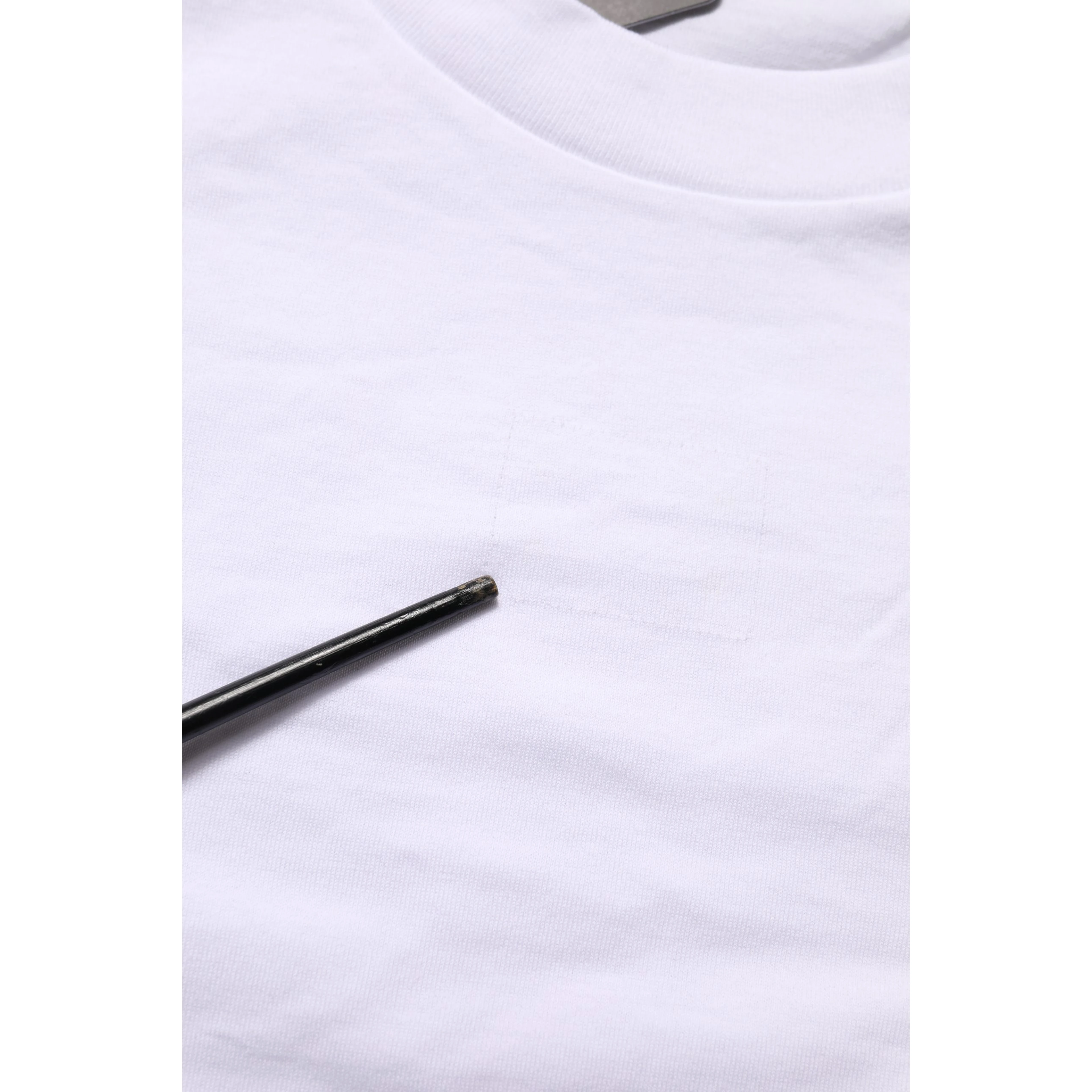 White Cotton Round Neck Short Sleeves T-Shirt