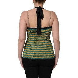 Multicolor Stripes Wool Knit Halter Tank Top