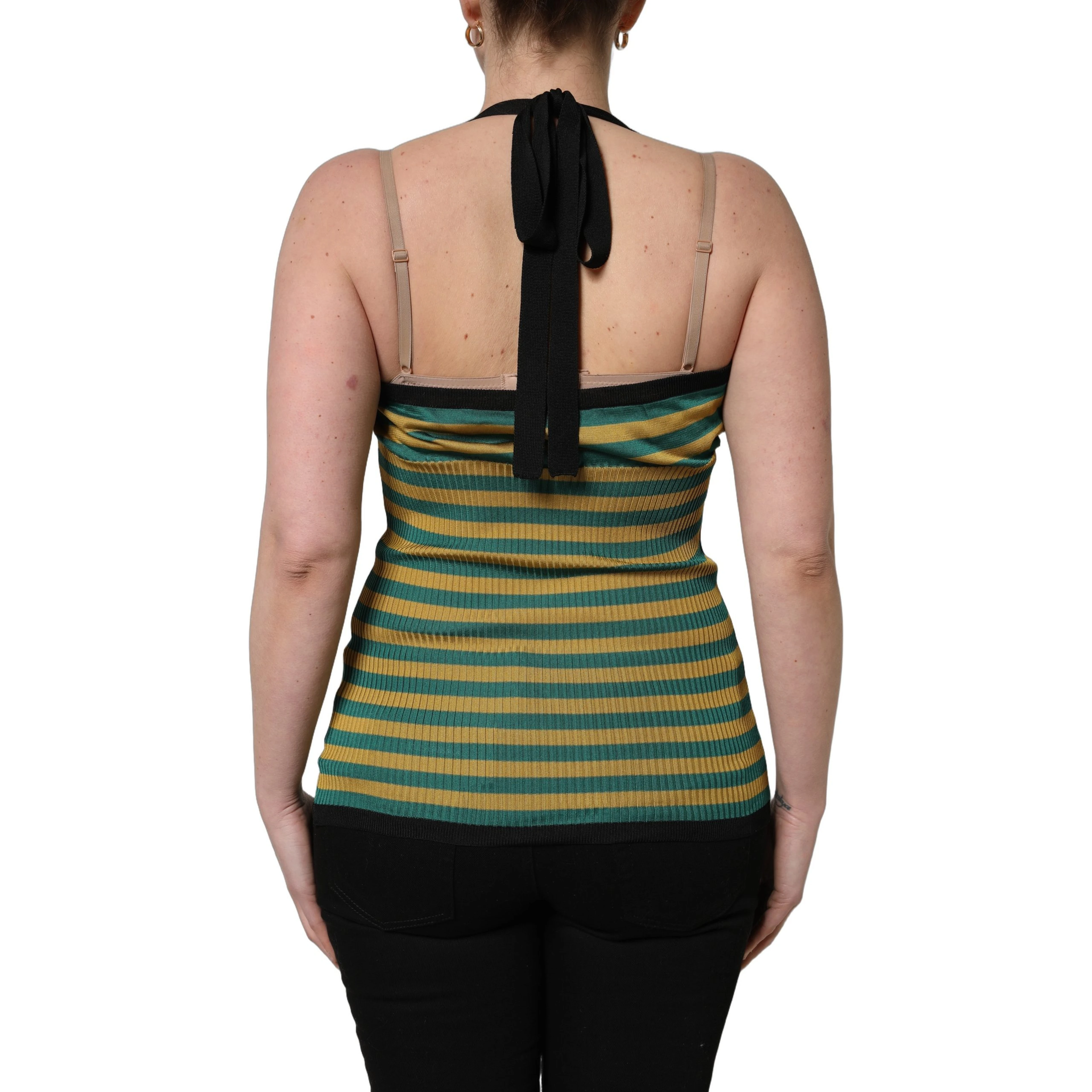 Multicolor Stripes Wool Knit Halter Tank Top