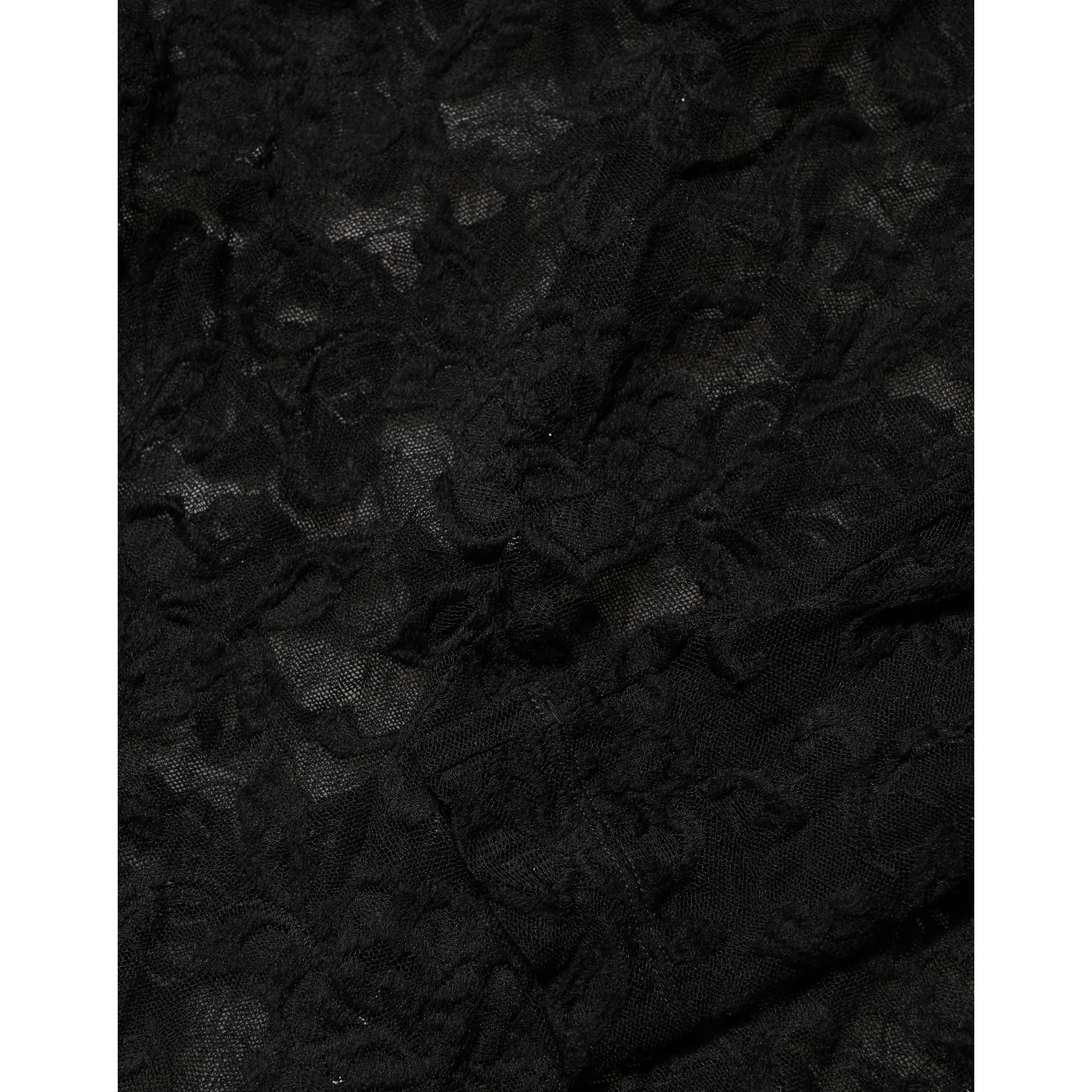 Black Floral Lace Turtle Neck Long Sleeve Top