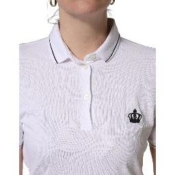 White Crown Cotton Short Sleeves Polo Top