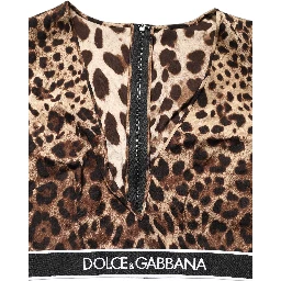 Brown Leopard Print Cropped Silk Tank Top