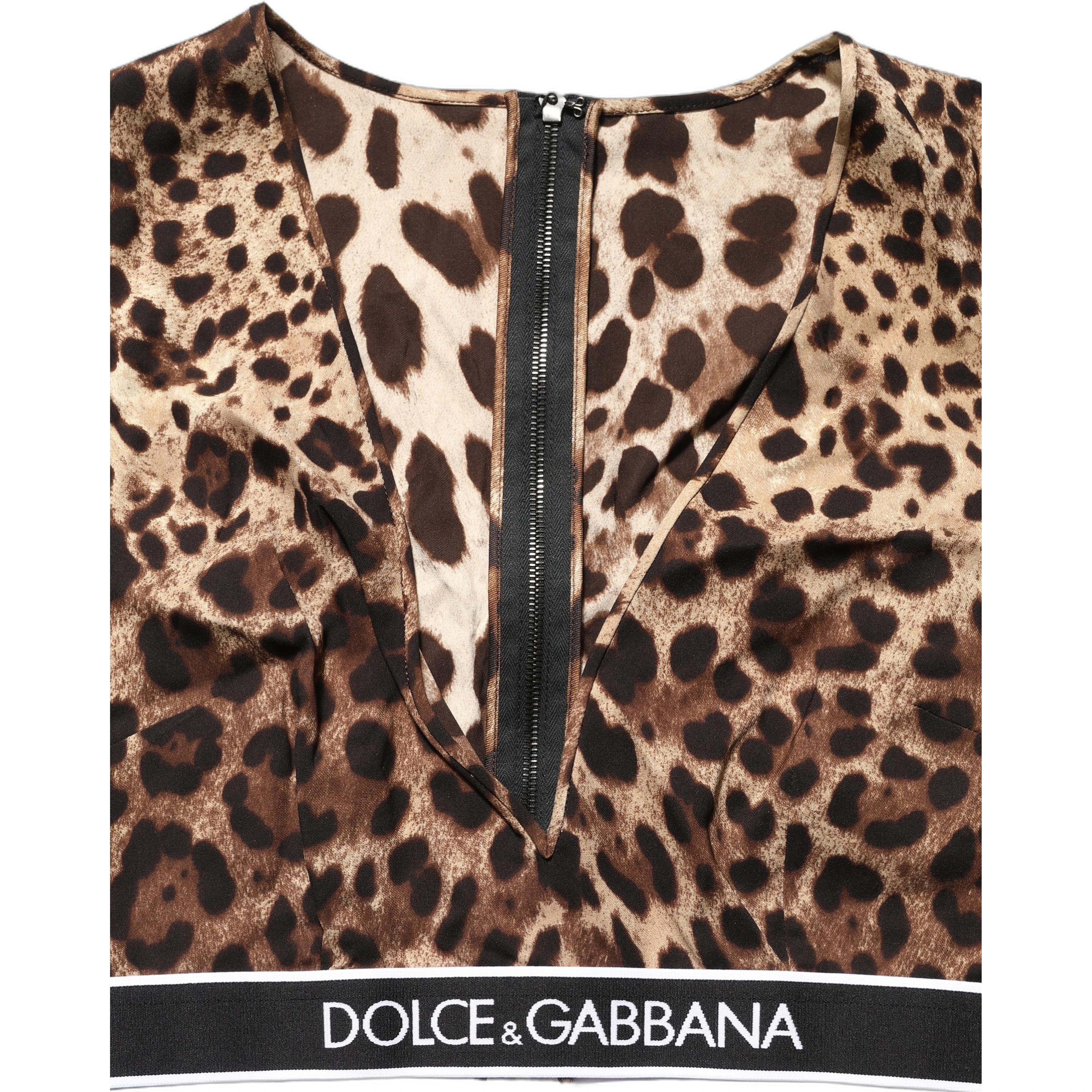 Brown Leopard Print Cropped Silk Tank Top