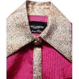 Fuchsia Sheer Chiffon Buttoned Blouse Top