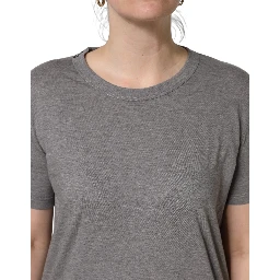 Grey Cotton Short Sleeves Crew Neck T-shirt