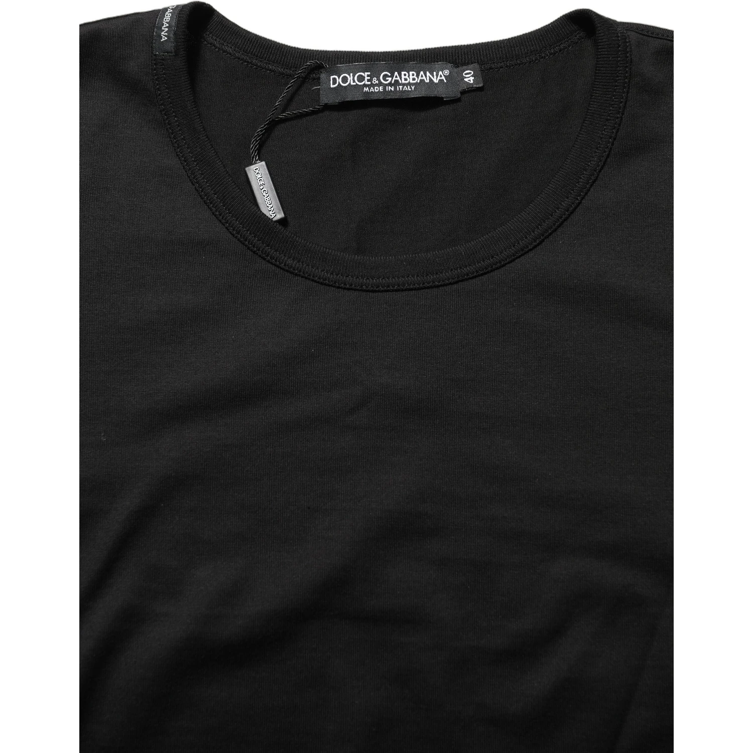 Black Cotton Round Neck Short Sleeves T-Shirt