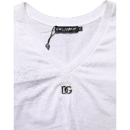 White Logo Embroidered Tie Waist Cropped Top