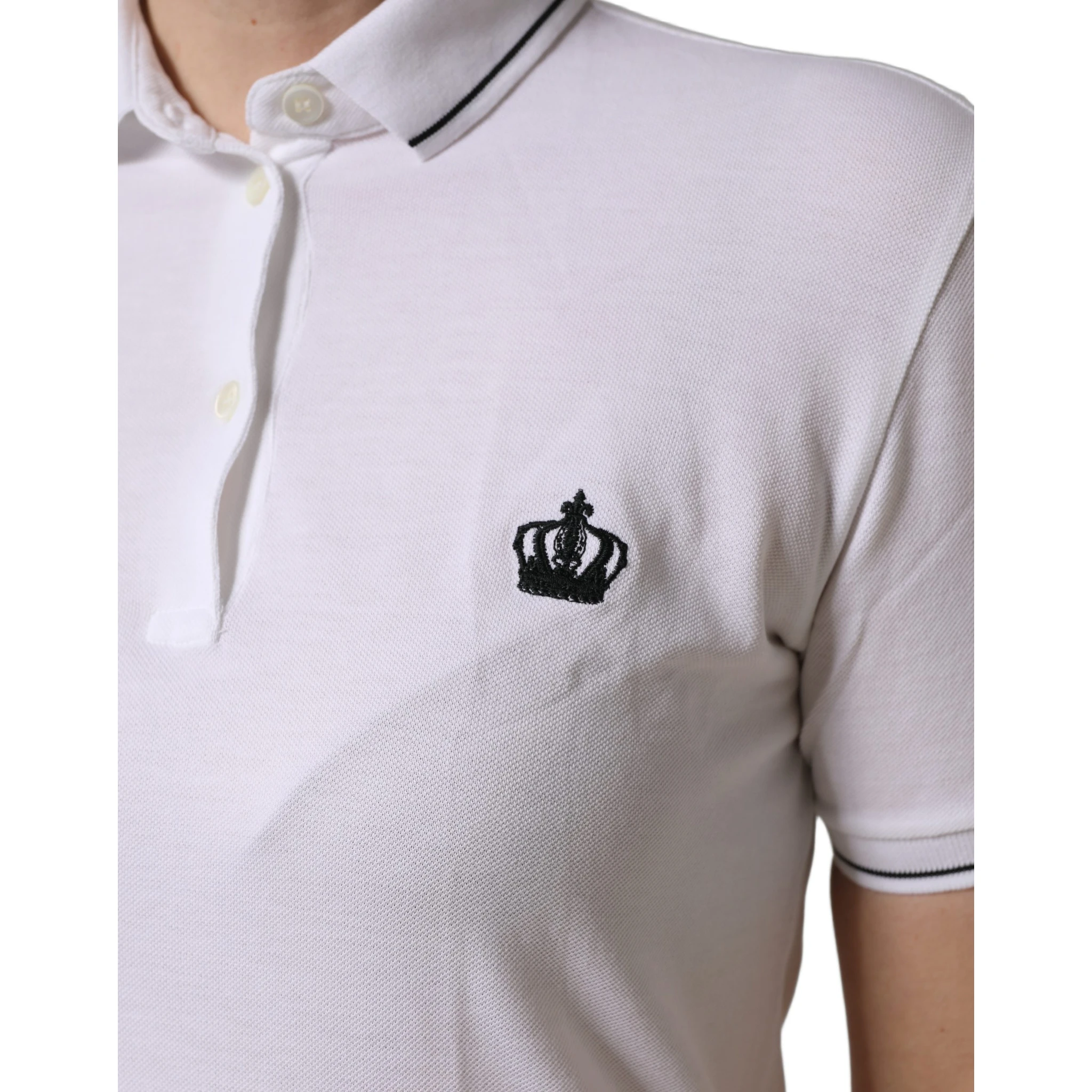 White Crown Cotton Short Sleeves Polo Top