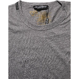 Grey Cotton Short Sleeves Crew Neck T-shirt