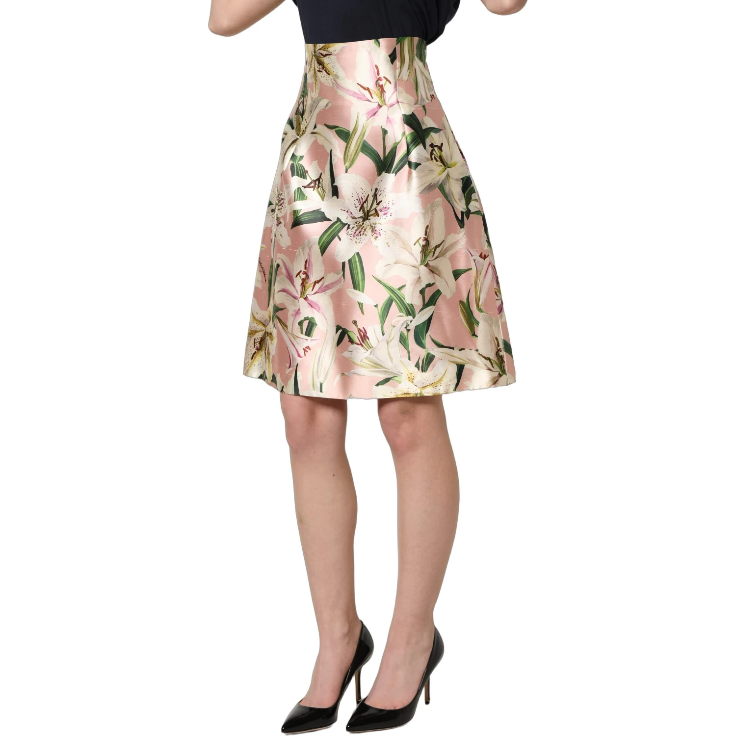Pink Lilium High Waist Knee Length Skirt
