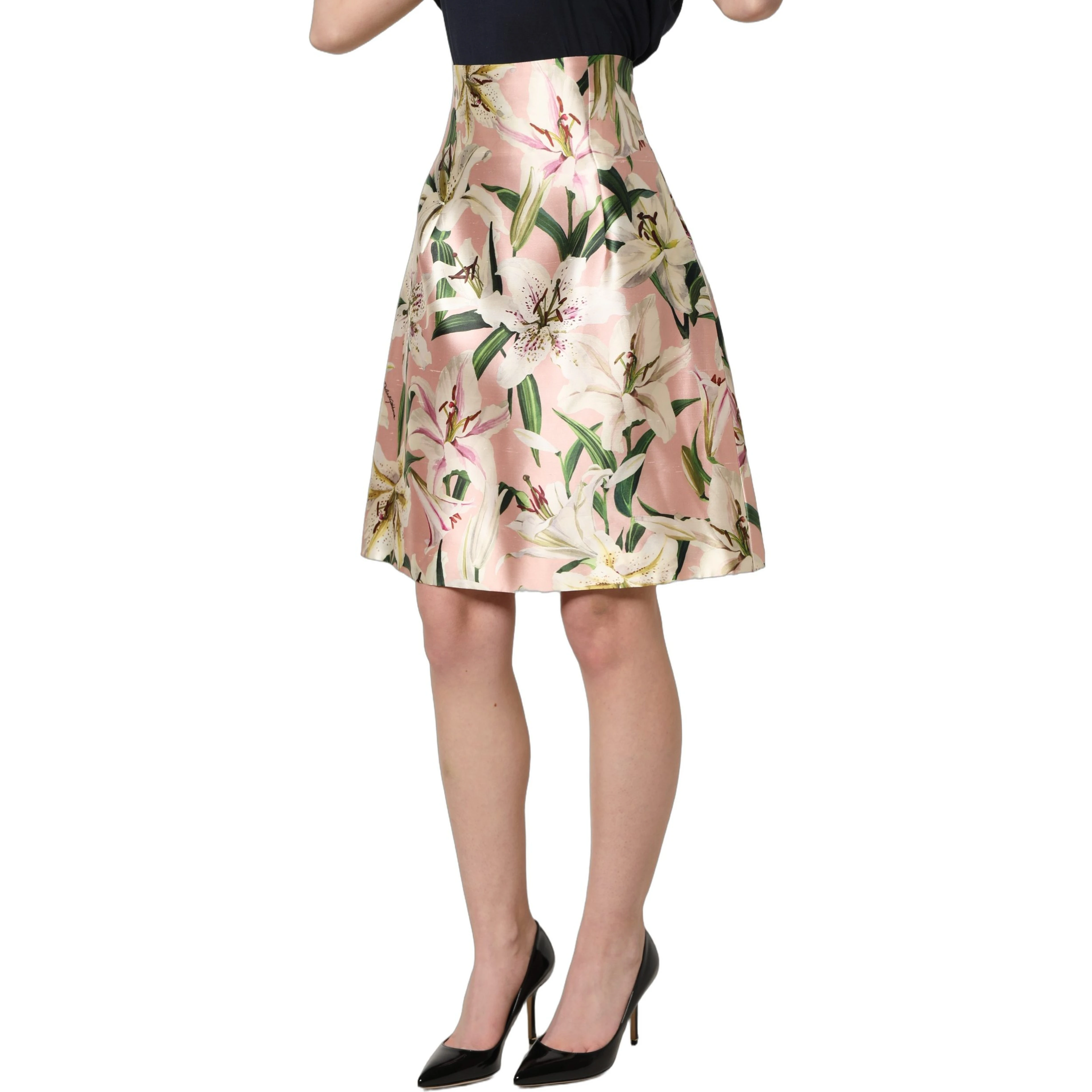 Pink Lilium High Waist Knee Length Skirt