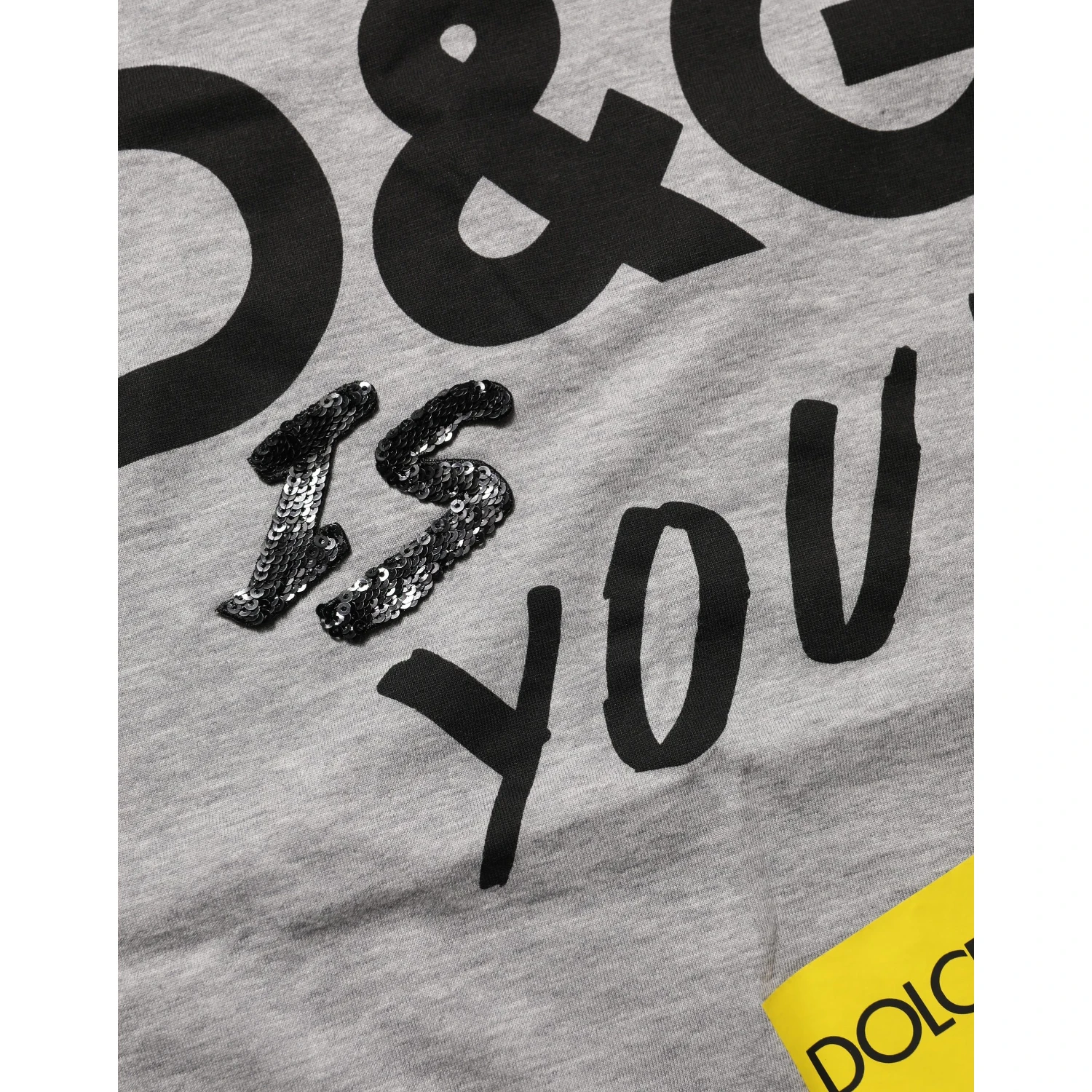 Gray Cotton Logo Printed Crew Neck T-shirt