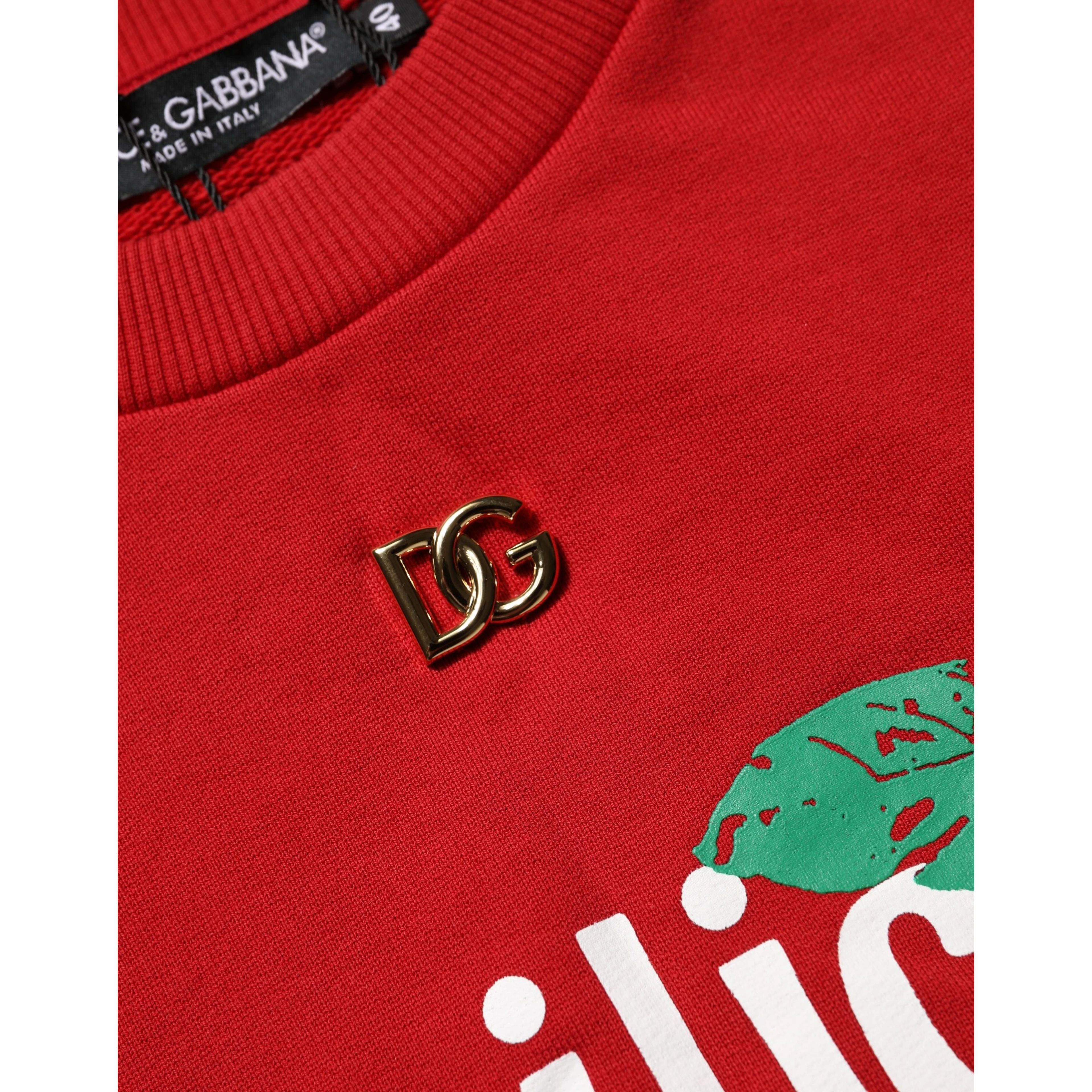 Red Cotton Cropped Basilico Sweatshirt Sweater