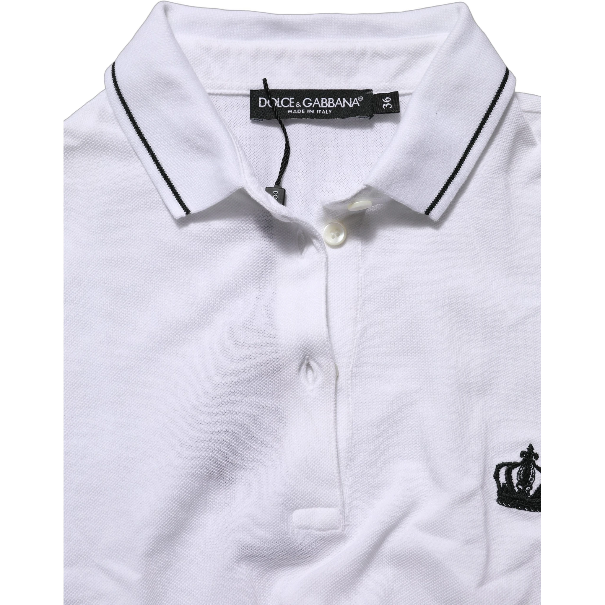 White Crown Cotton Short Sleeves Polo Top