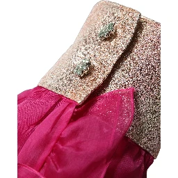 Fuchsia Sheer Chiffon Buttoned Blouse Top