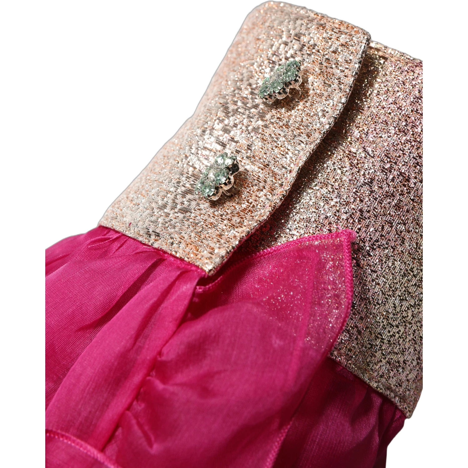 Fuchsia Sheer Chiffon Buttoned Blouse Top