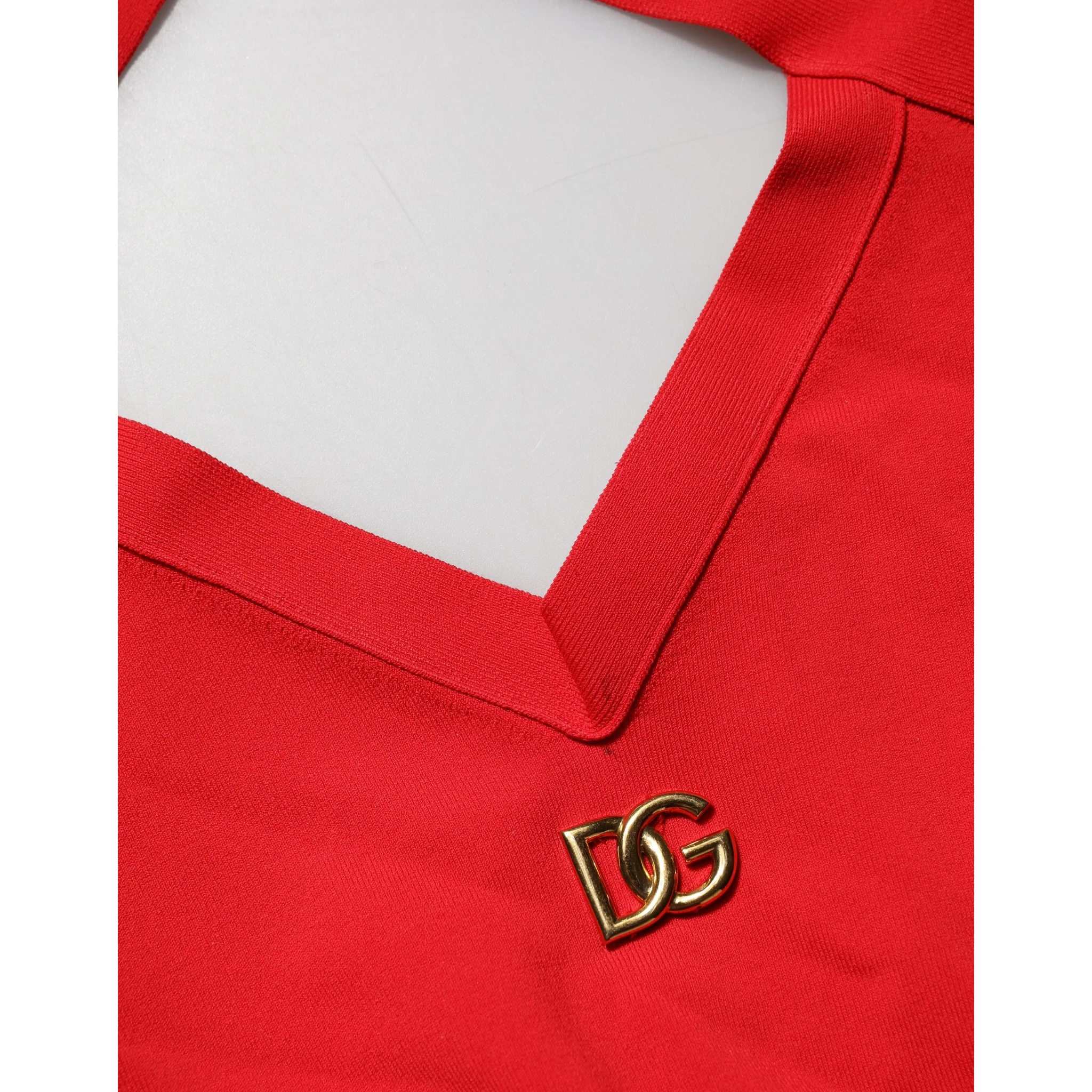 Red Viscose Sleeveless Halter Crop Tank Top