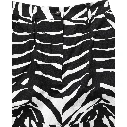 Black White Zebra Print Cotton High Waist Shorts