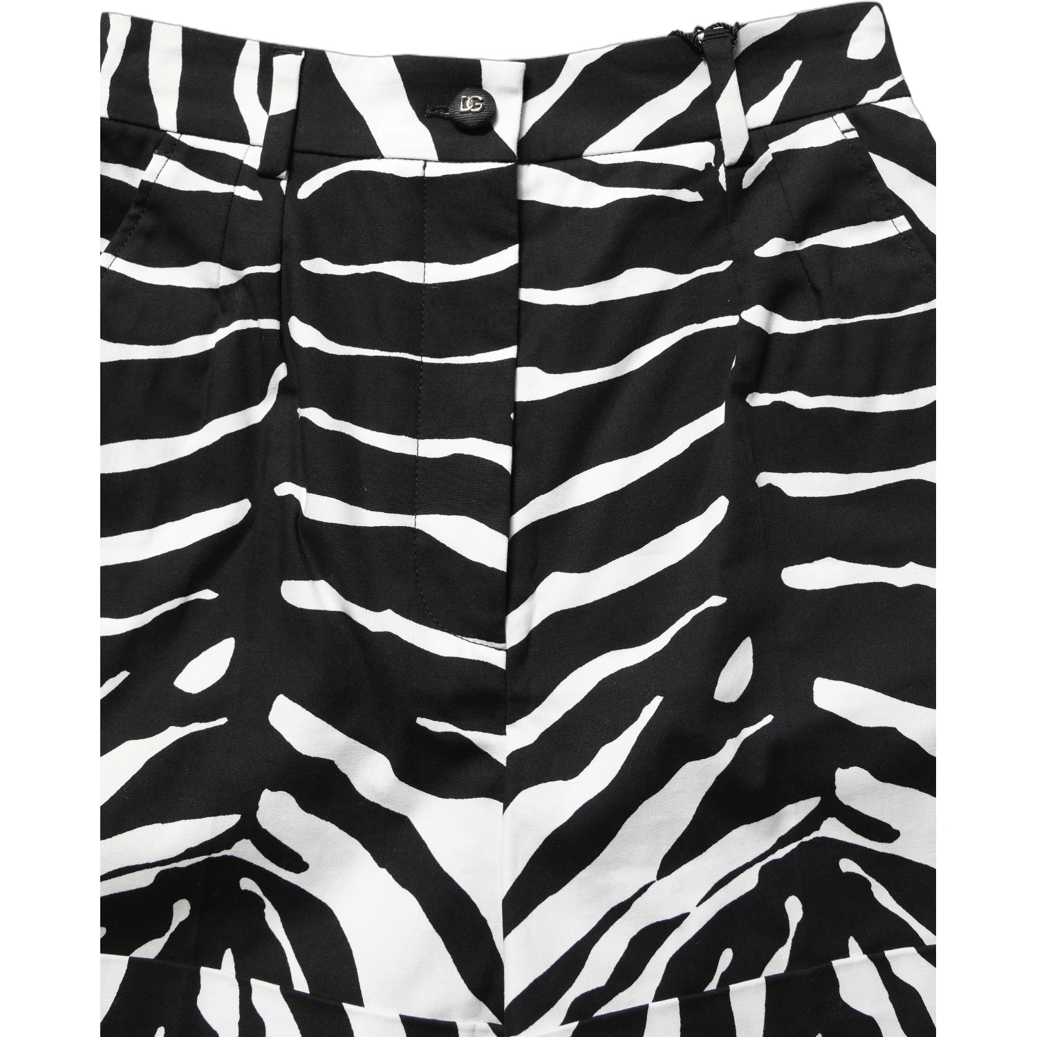 Black White Zebra Print Cotton High Waist Shorts