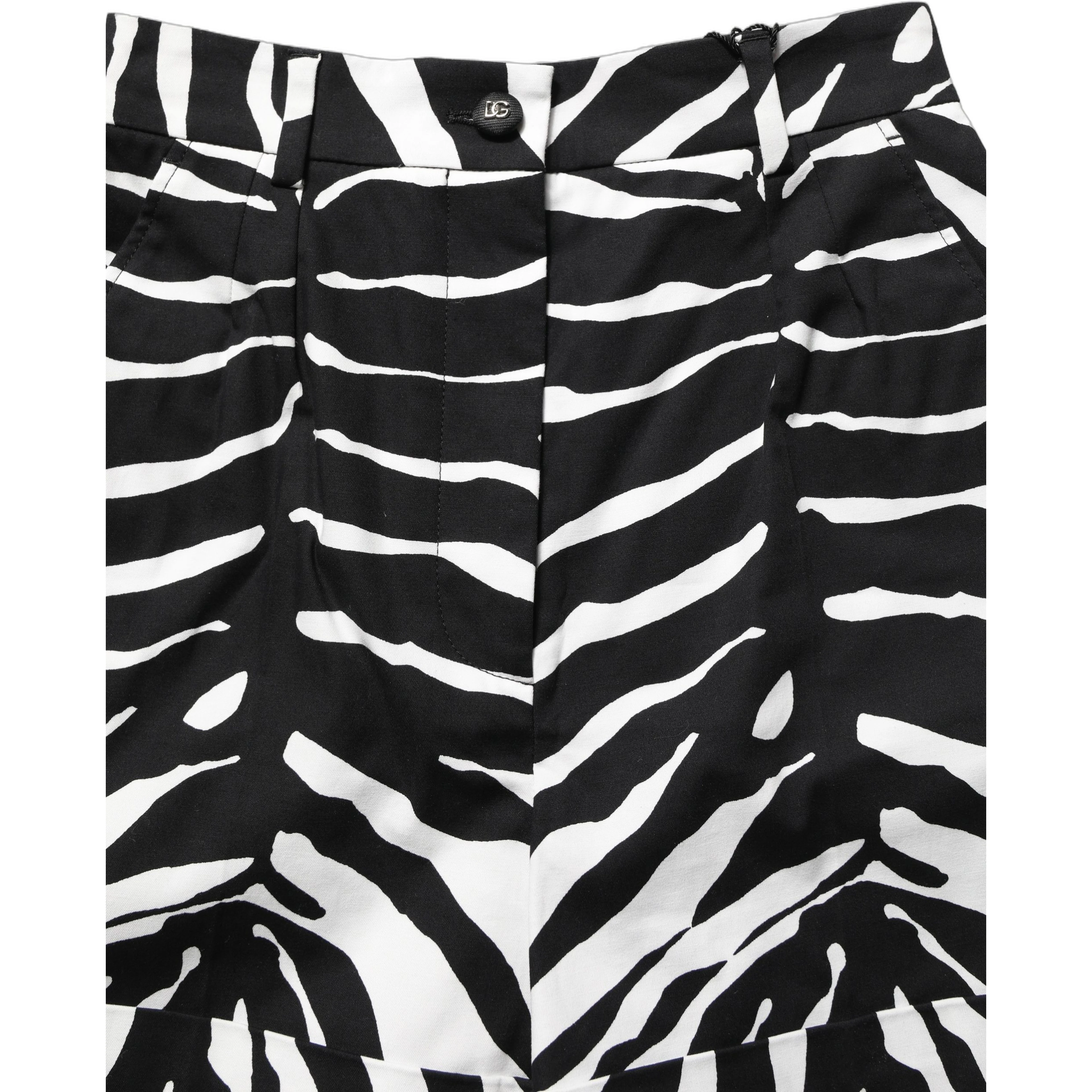 Black White Zebra Print Cotton High Waist Shorts