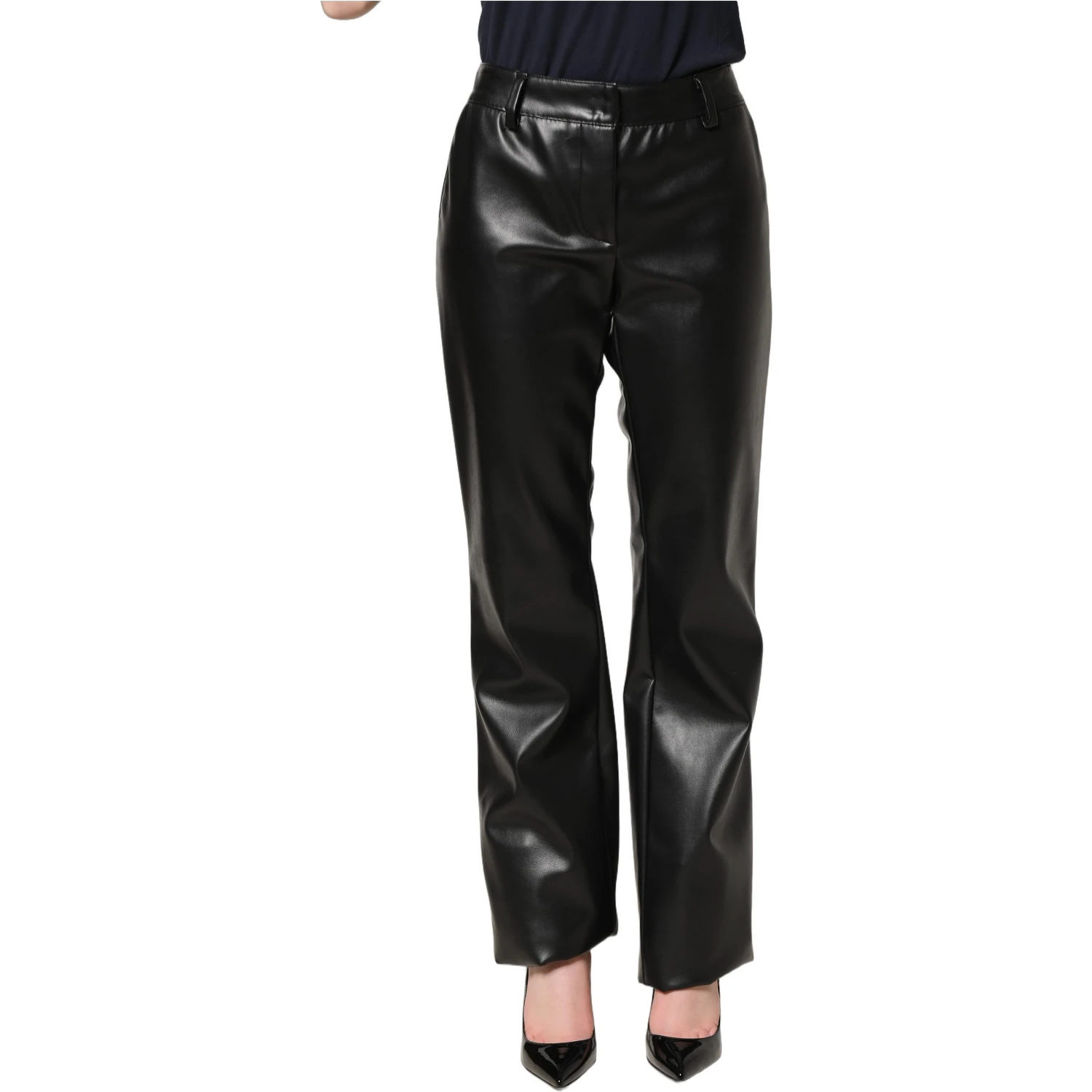 Black PU Leather High Waisted Trouser Pants