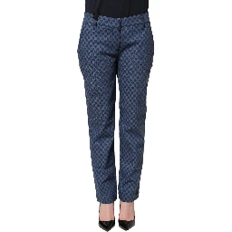 Blue Polka Dotted Slim Fit Capri Denim Jeans