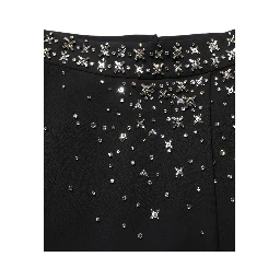 Black Crystal Embellished High Slit Skirt
