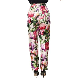Multicolor Floral Print Tapered Trouser Pants